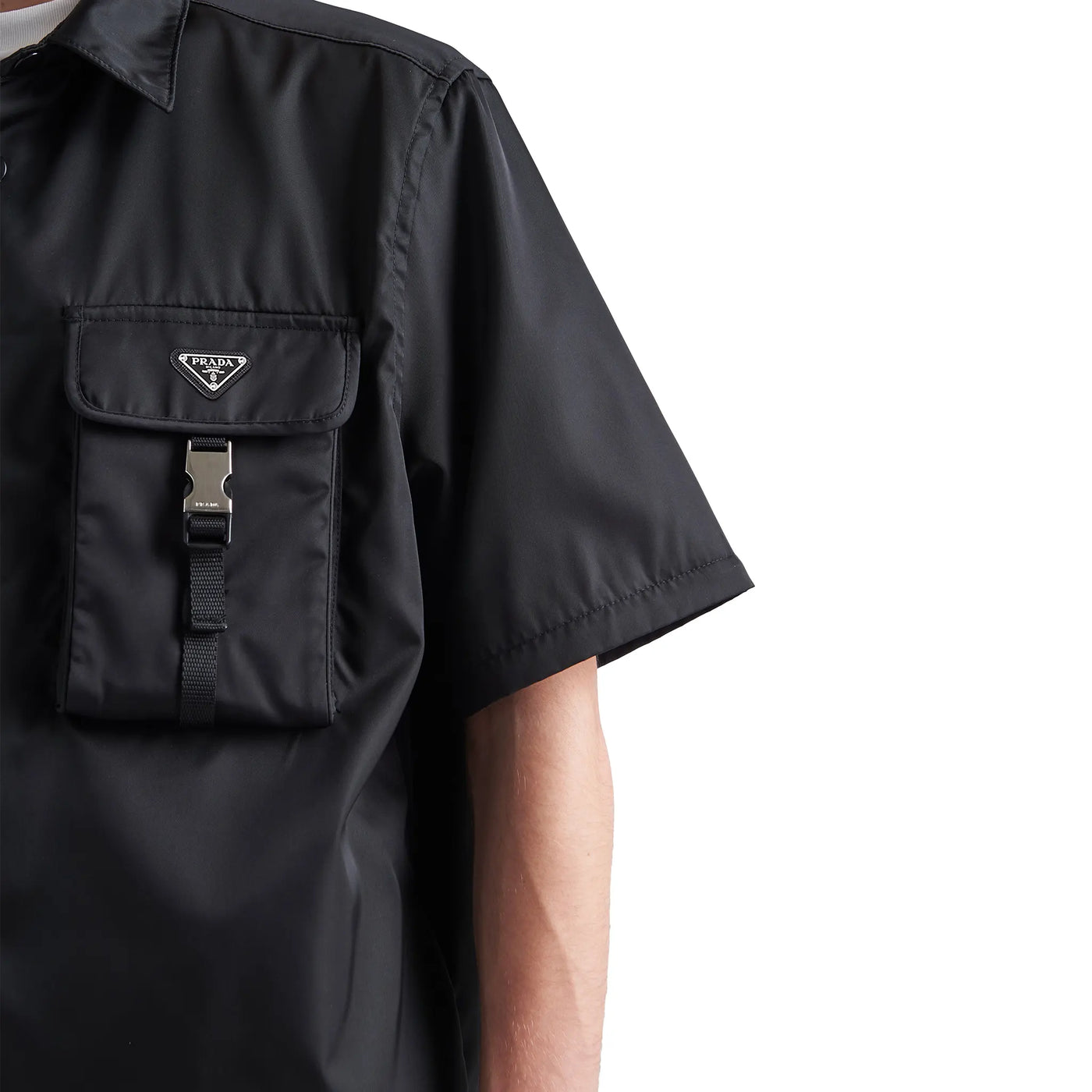 Chemise Prada Re-nylon Gabardine Noir Shirt — vue 4