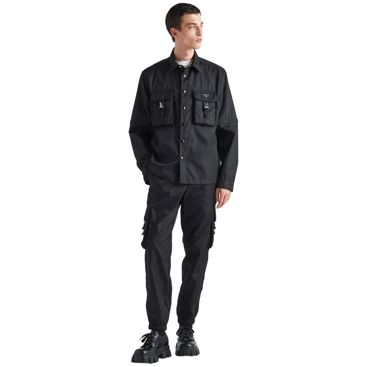 Chemise Prada Re-nylon Gabardine Noir Shirt — vue 6