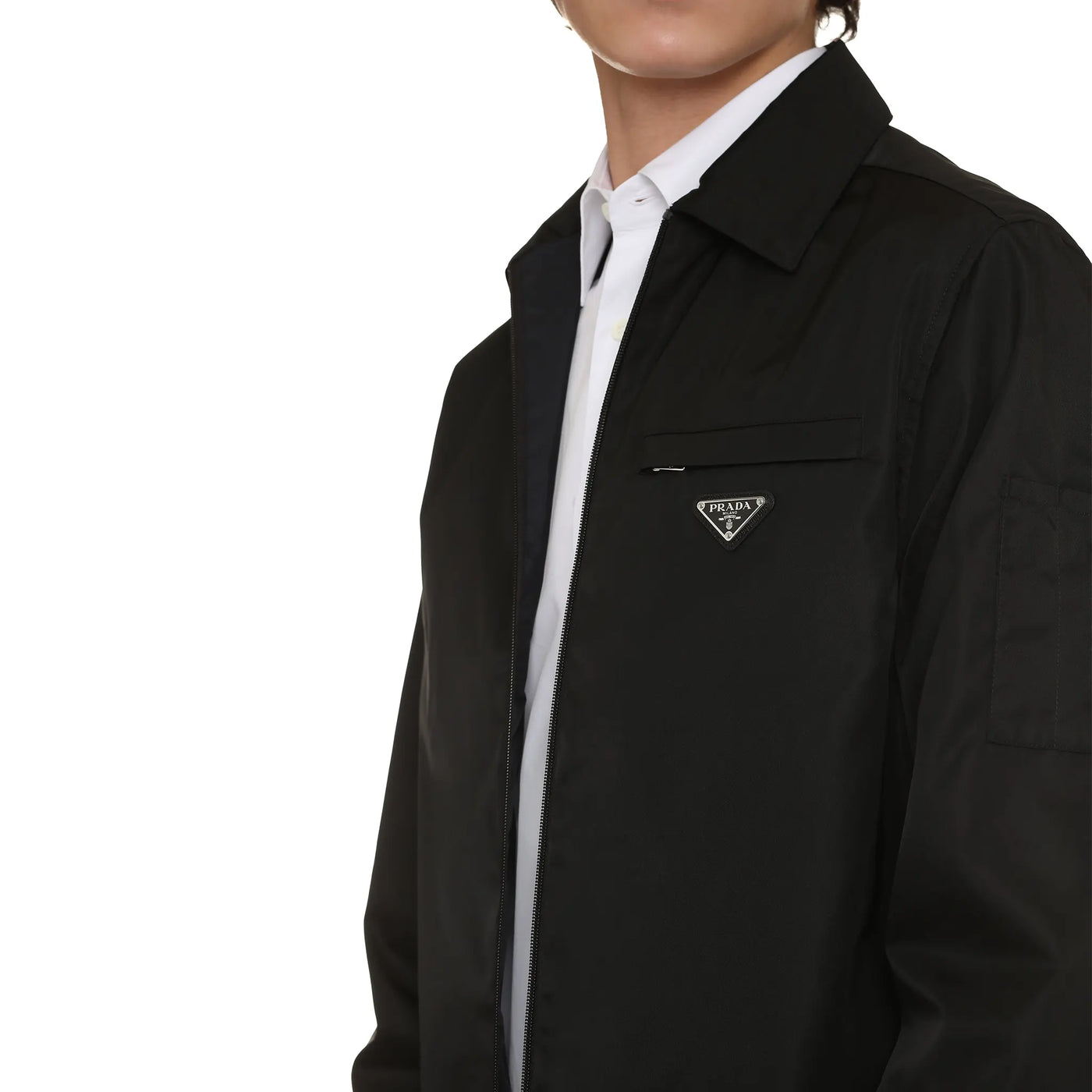 Veste Prada Re Nylone Classic Collar Noir — vue 5