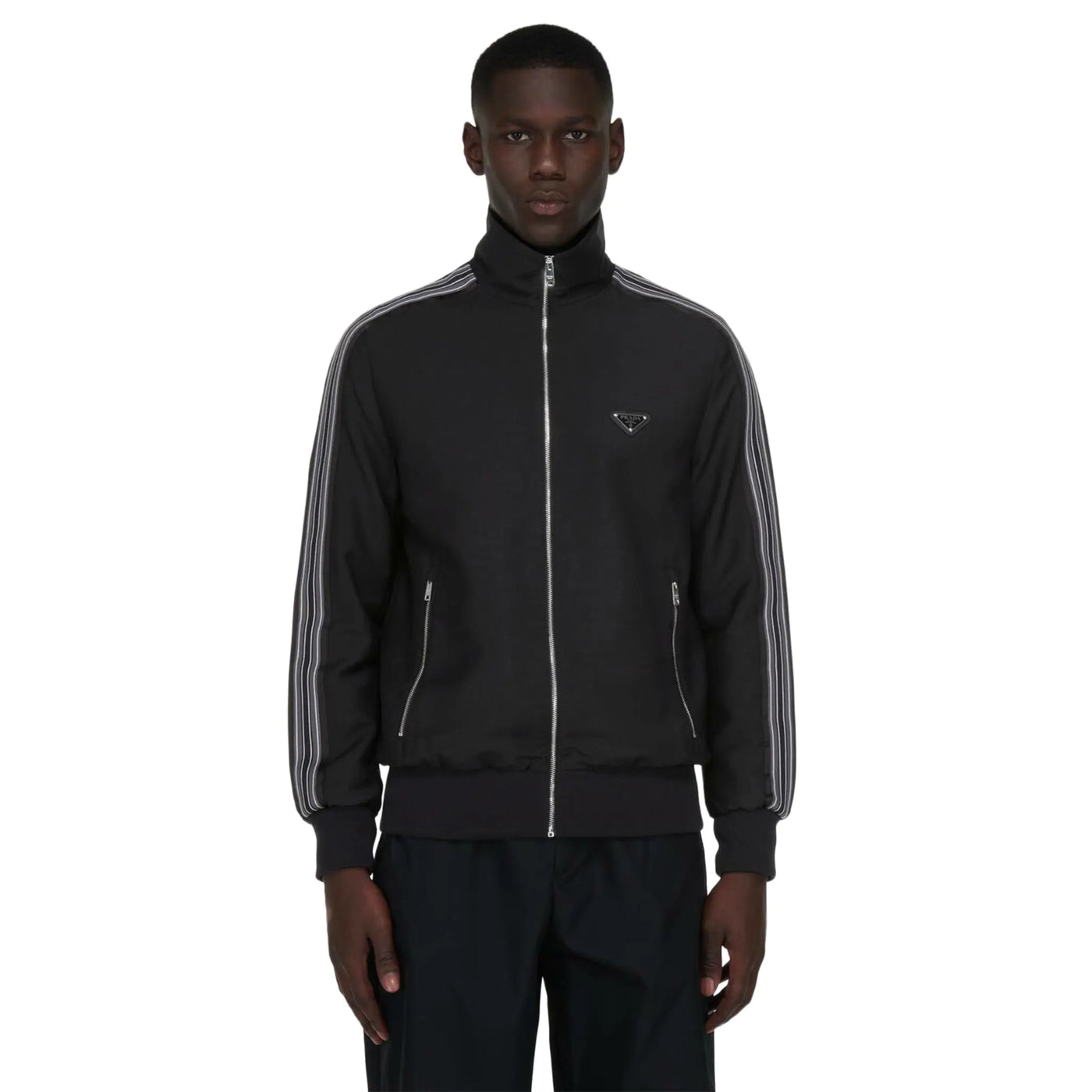 Veste Prada Stripes Logo Mohair and Wool Noir — vue 4