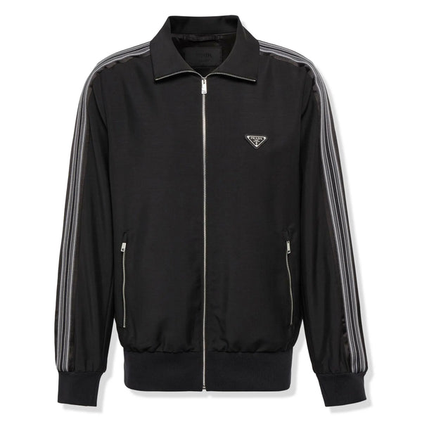 Veste Prada Stripes Logo Mohair and Wool Noir