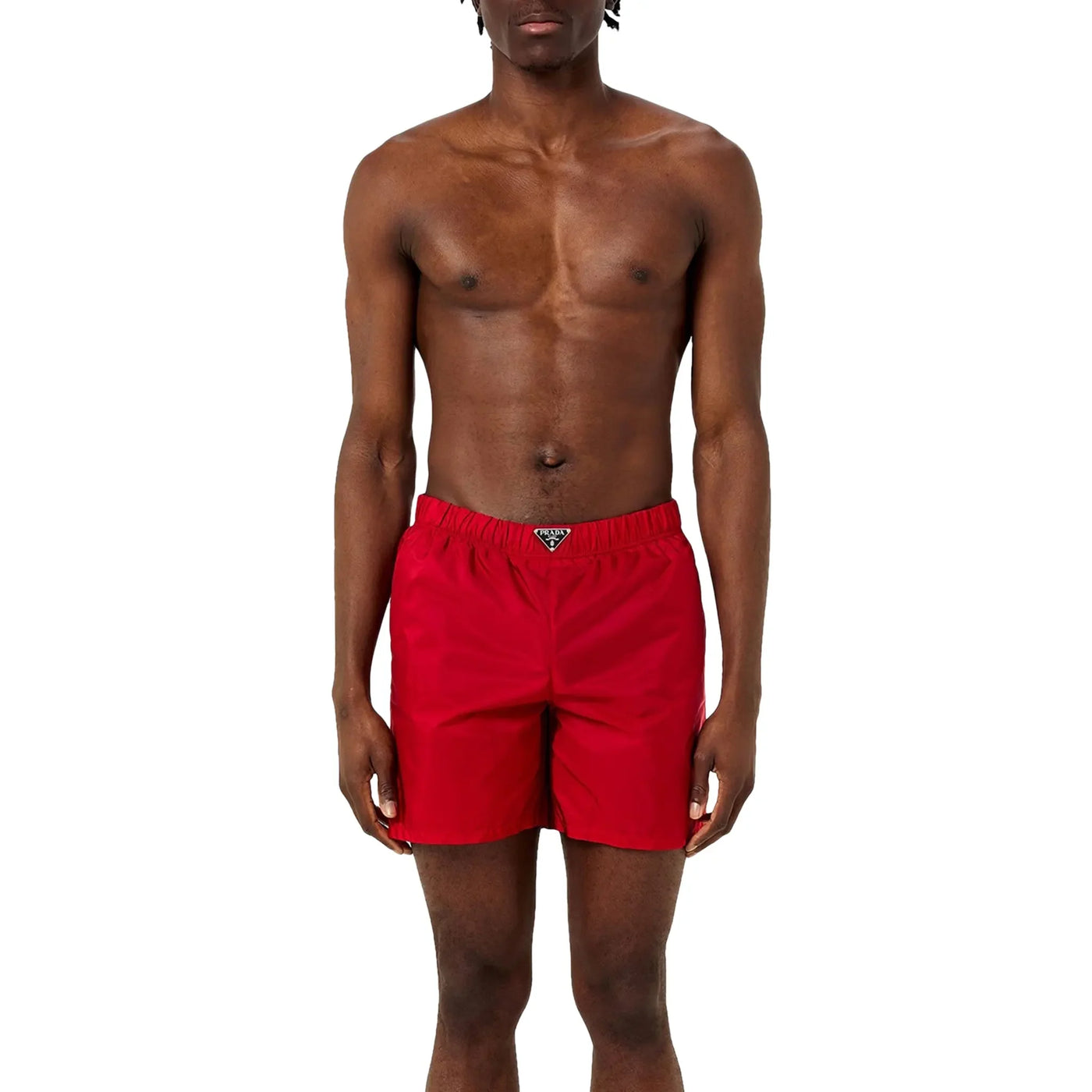 Short Prada Triangle Interlock Rouge Swim — vue 3