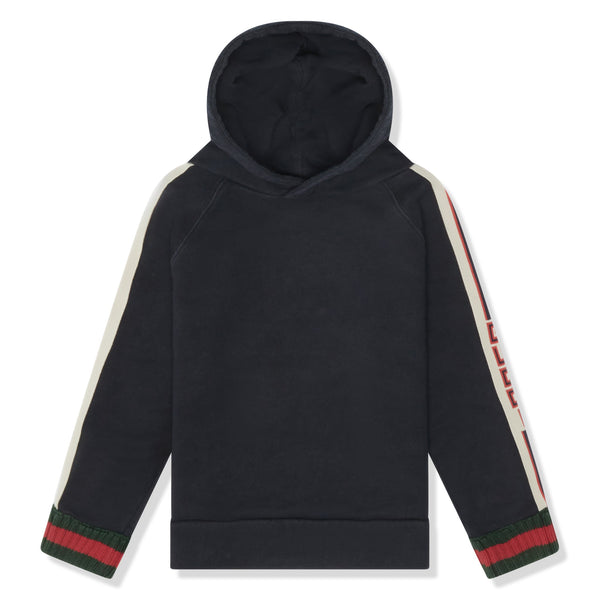 Hoodie Gucci Preloved - Side Stripe Logo Cotton Bleu