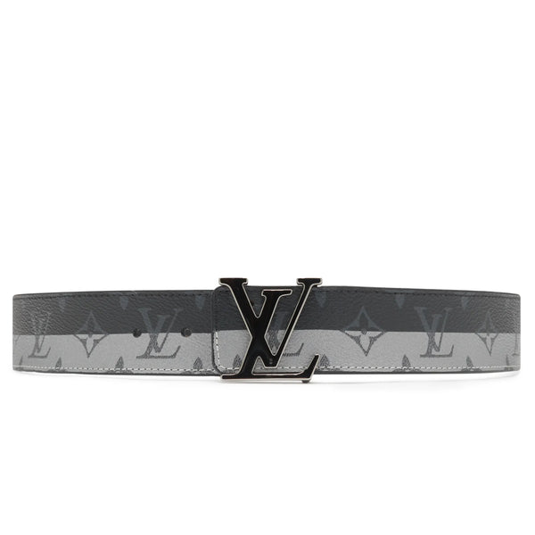 Ceinture Louis Vuitton Preloved - Initiales Monogram Eclipse 40mm Argent Noir