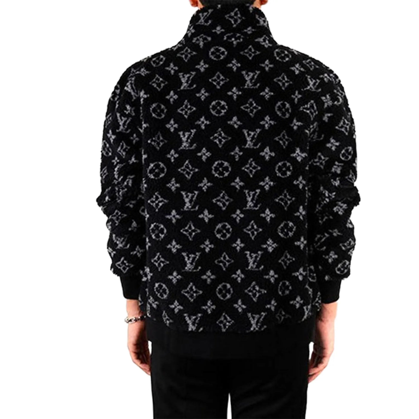 Veste Louis Vuitton Preloved - Monogram Fleece Noir Gris Zip-up — vue 4