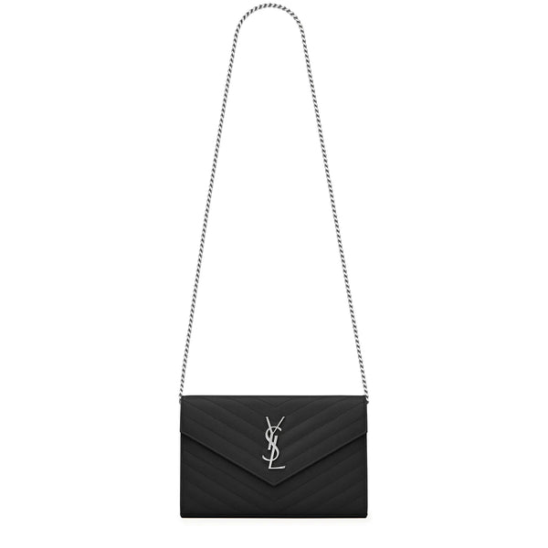 Sac à bandoulière Saint Laurent Monogram Envelope Noir Argent Crossbody