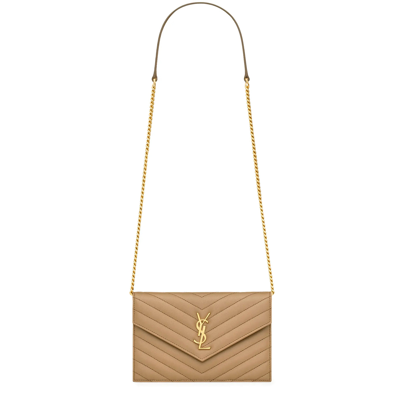 Sac à bandoulière Saint Laurent Monogram Envelope Foncé Beige Crossbody