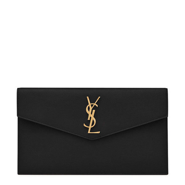Pochette Saint Laurent Uptown Grain de Poudre Leather Noir