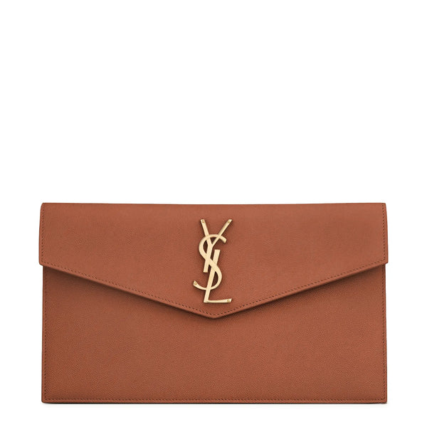 Pochette Saint Laurent Uptown Grain de Poudre Leather Camel