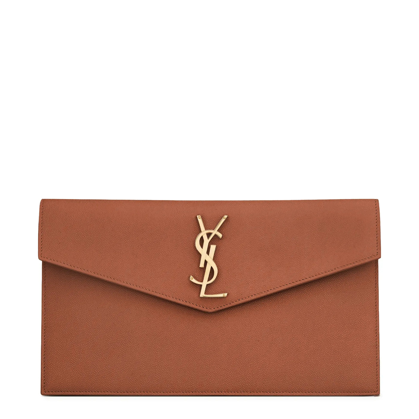 Pochette Saint Laurent Uptown Grain de Poudre Leather Camel