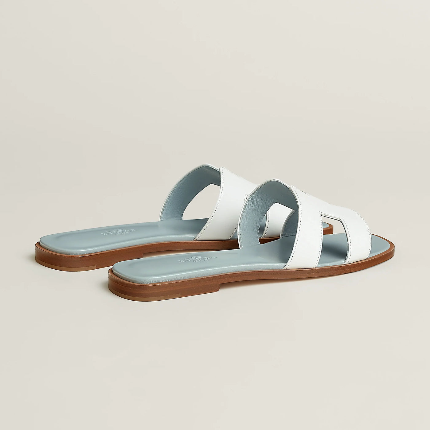 Sandales Hermès Oran Blanc/Bleu Glacier — vue 4