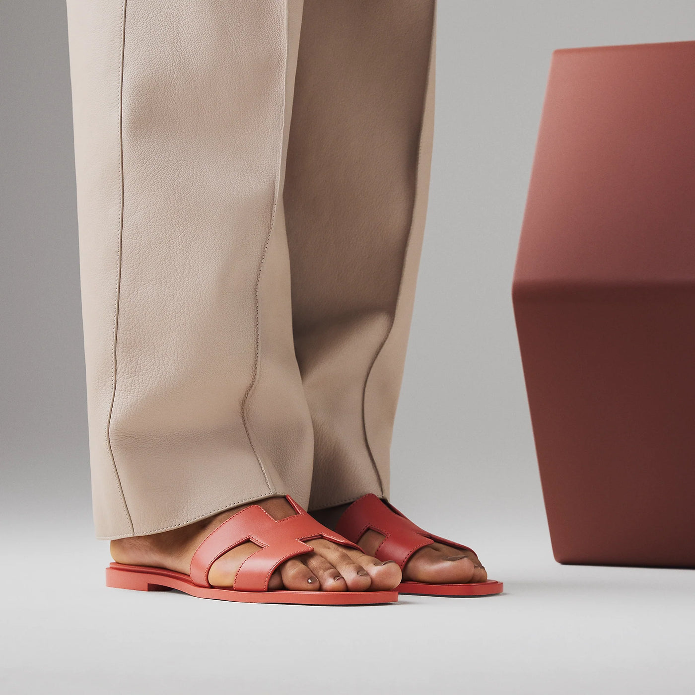 Sandales Hermès Oran Rouge Tomette — vue 5