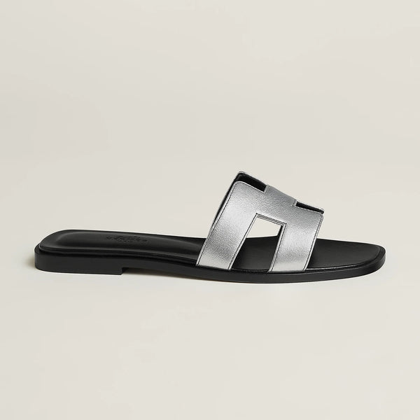 Sandales Hermès Oran Gris Argenté