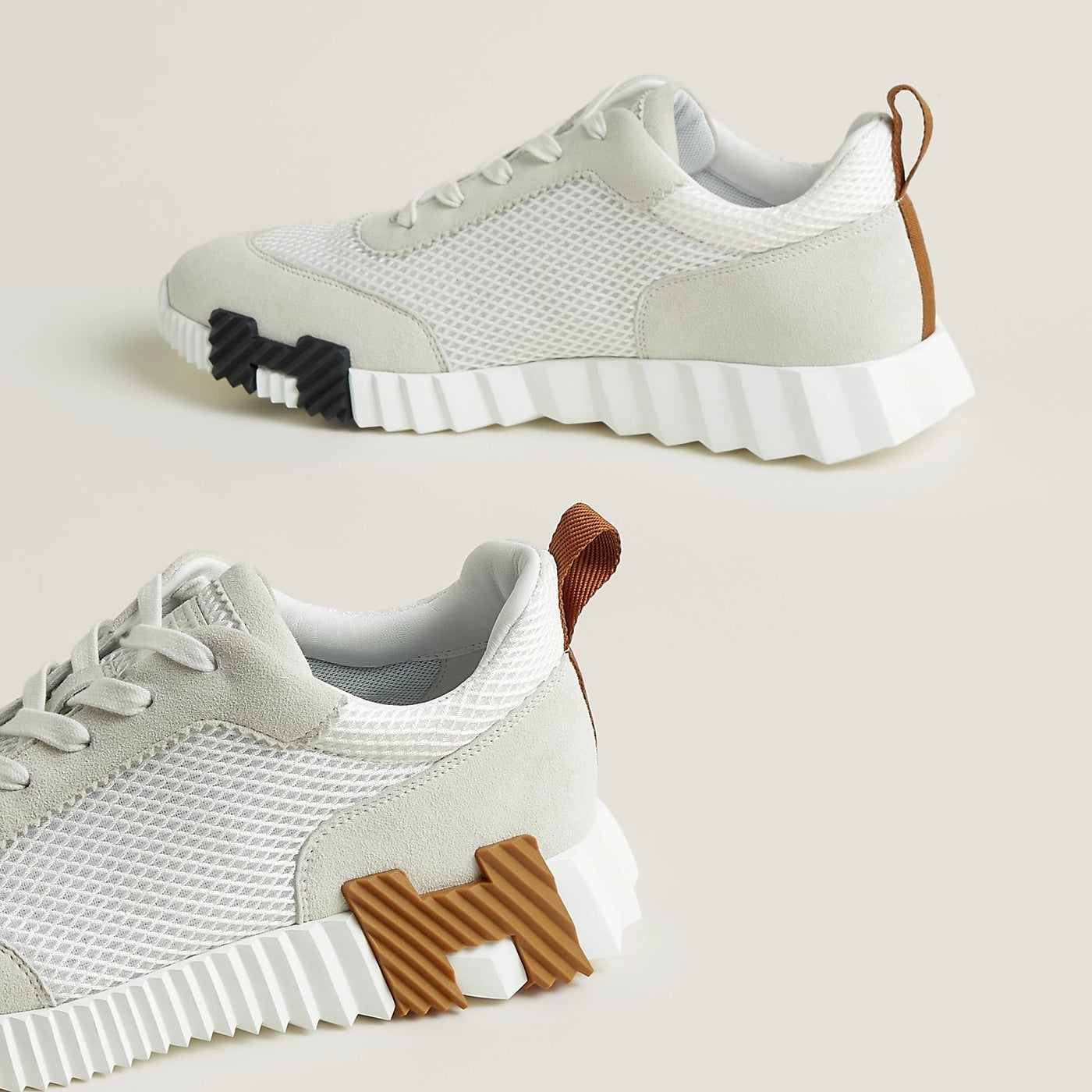 Baskets Hermès Bouncing Blanc Beige — vue 3